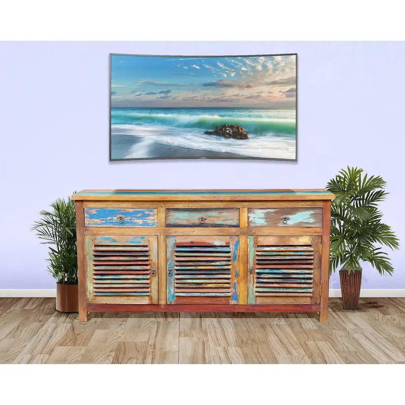 Chic Teak Chest / Media Center 3 Doors and 3 Drawers made from Recycled Teak Wood Boats