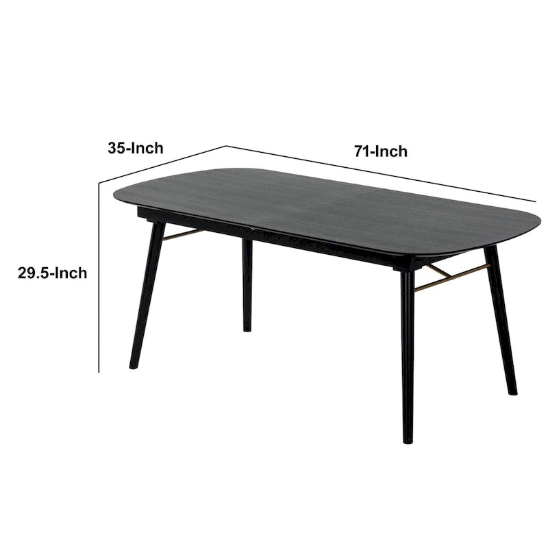 Obround Top Wooden Dining Table with Extendable Leaf, Charcoal Gray