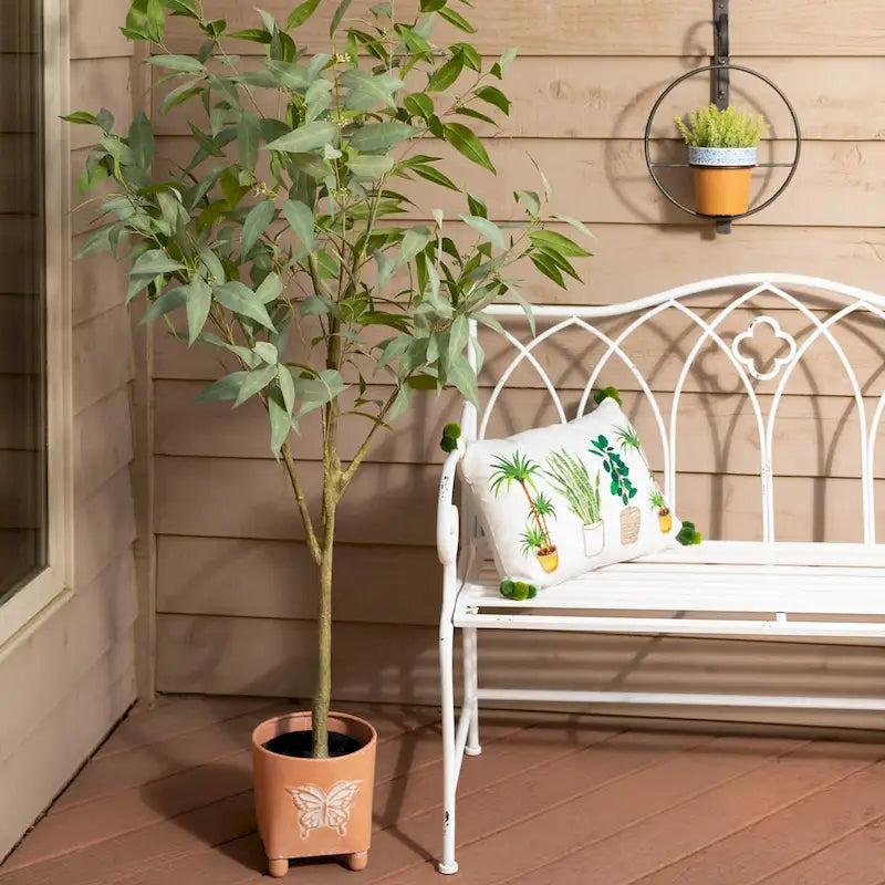 Sullivans Crisp White Metal Garden Bench 36 H White - 45.5 L x 18.5 W x 36 H