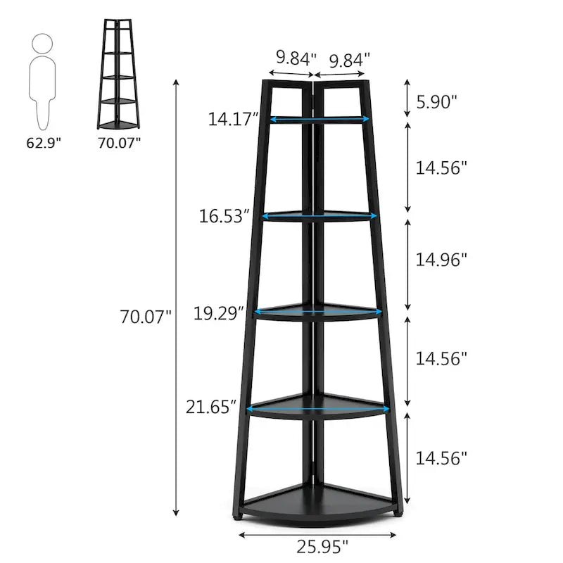 5 tier Bathroom Storage Shelf Tower Cabinet Corner Shelves