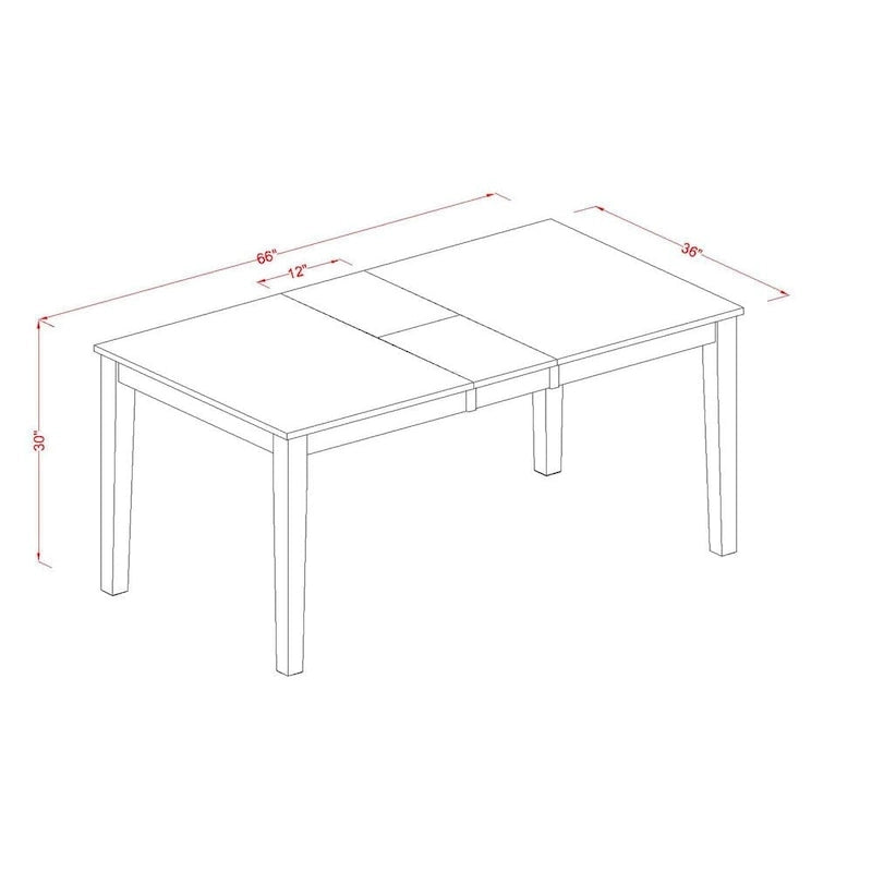 East West Furniture Table Set Consist of a Rectangle Butterfly Leaf Dining Table and Dining Chairs (Chair Seat Type Options)