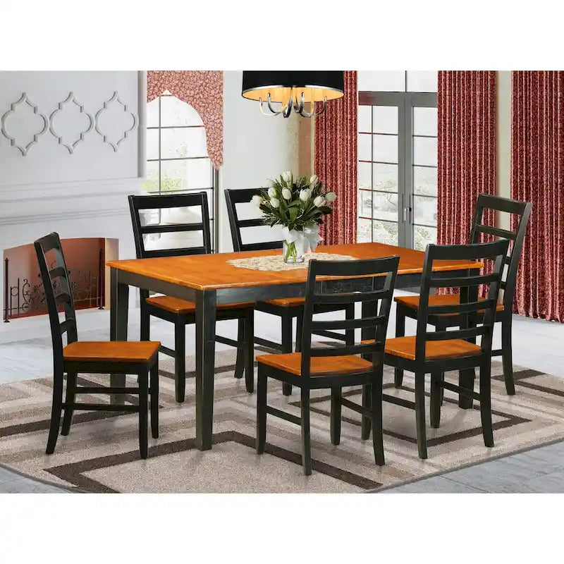 East West Furniture Table Set Consist of a Rectangle Butterfly Leaf Dining Table and Dining Chairs (Chair Seat Type Options)