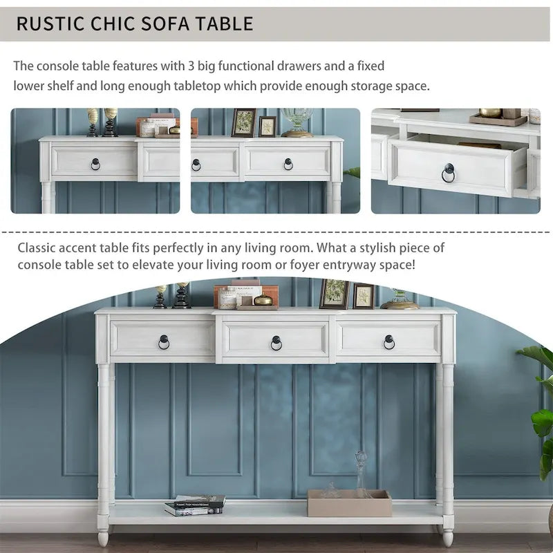 Merax Console Table Sofa Table with Projecting Drawers and Shelf for Entryway