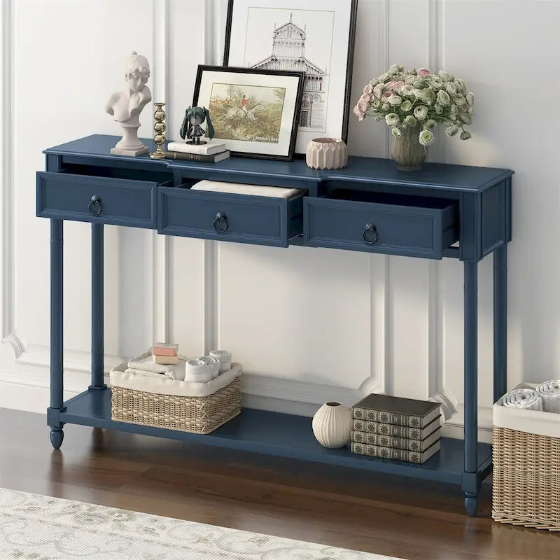 Merax Console Table Sofa Table with Projecting Drawers and Shelf for Entryway