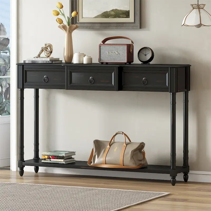 Merax Console Table Sofa Table with Projecting Drawers and Shelf for Entryway