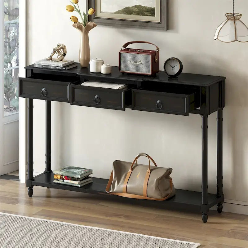 Merax Console Table Sofa Table with Projecting Drawers and Shelf for Entryway