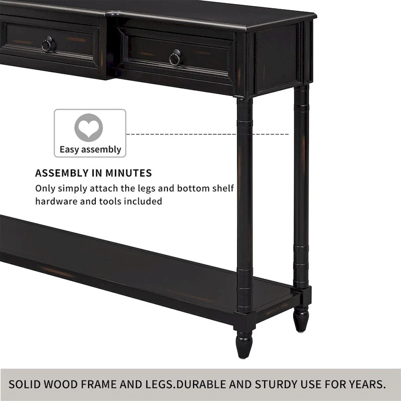 Merax Console Table Sofa Table with Projecting Drawers and Shelf for Entryway