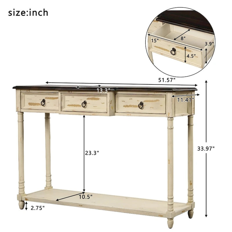 Merax Console Table Sofa Table with Projecting Drawers and Shelf for Entryway