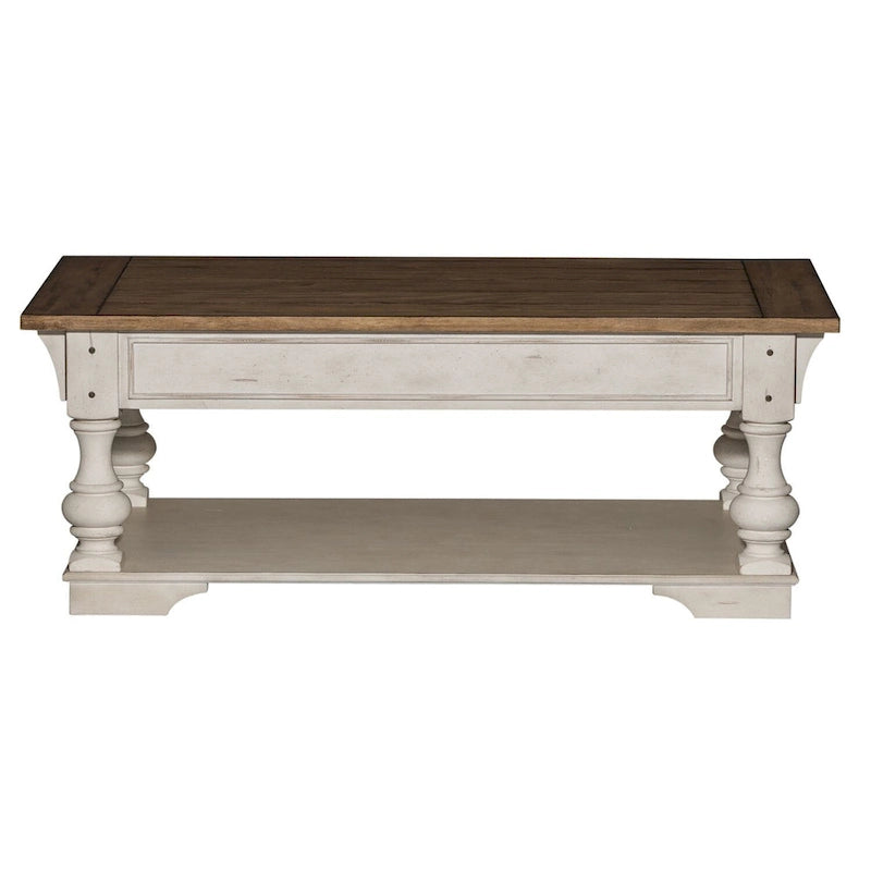 Morgan Creek Antique White Wire Brushed Tobacco Accents Cocktail Table