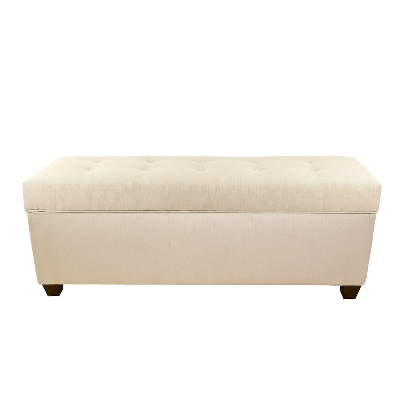 Sole Secret Button Tufted Linen Storage Bench