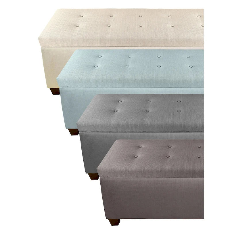 Sole Secret Button Tufted Linen Storage Bench