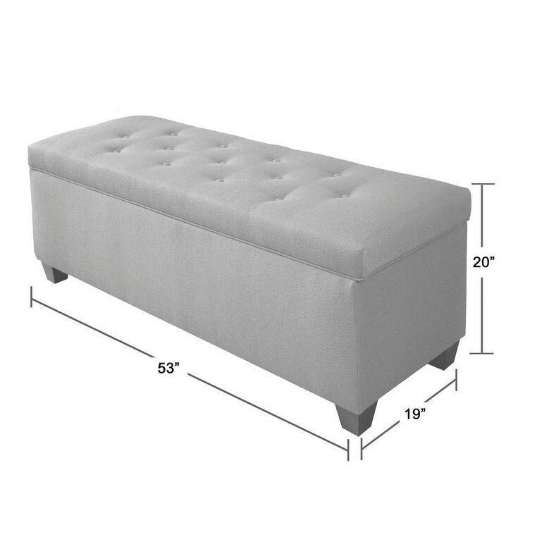 Sole Secret Button Tufted Linen Storage Bench