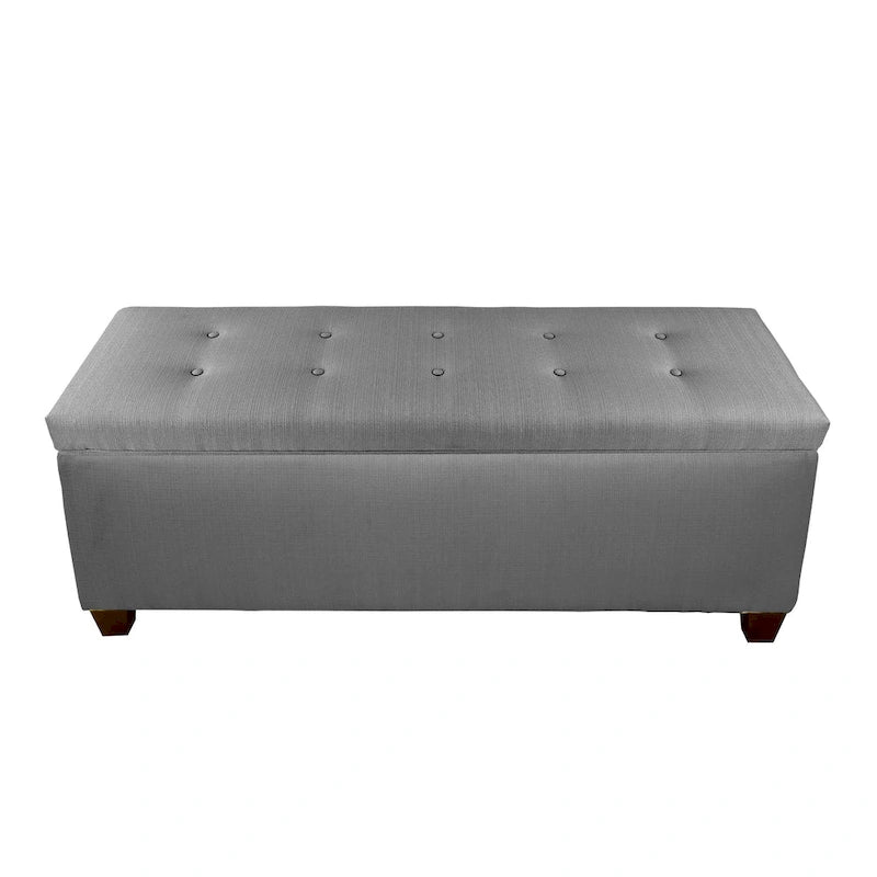 Sole Secret Button Tufted Linen Storage Bench