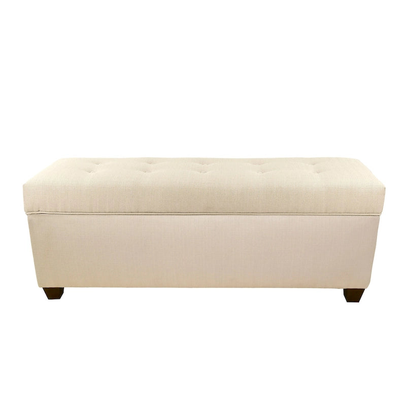 Sole Secret Button Tufted Linen Storage Bench