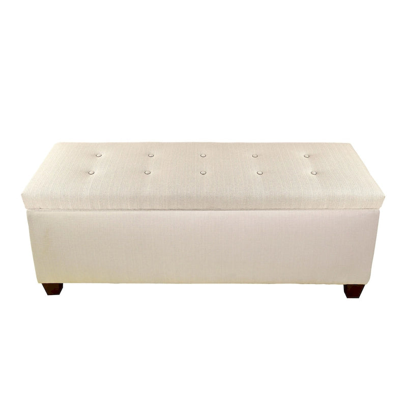 Sole Secret Button Tufted Linen Storage Bench