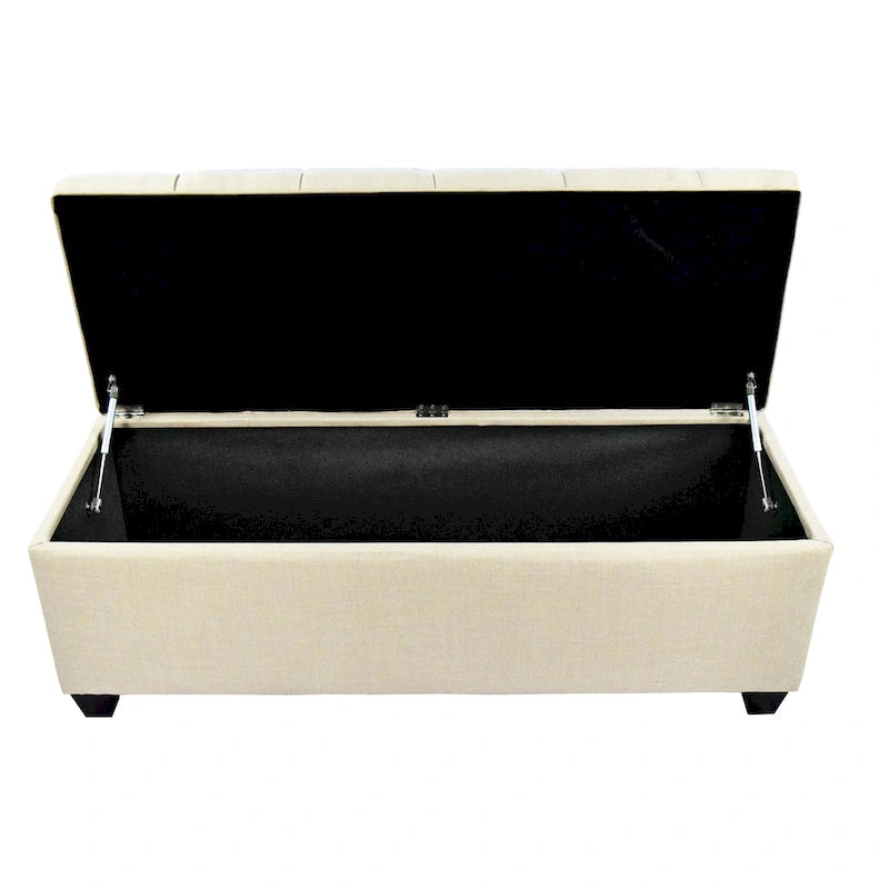 Sole Secret Button Tufted Linen Storage Bench