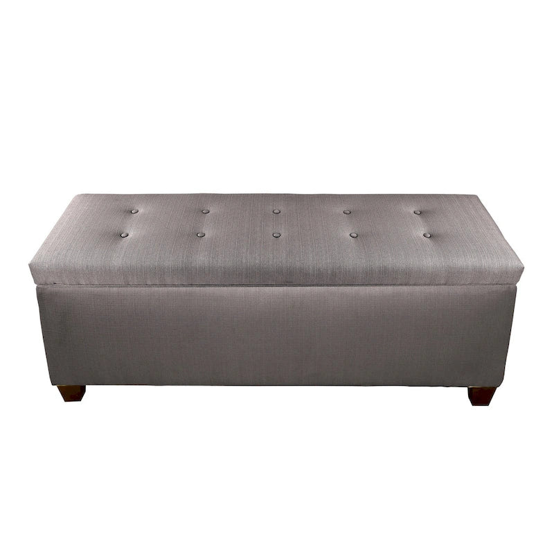 Sole Secret Button Tufted Linen Storage Bench