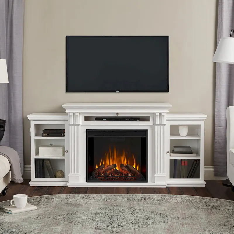 Calie 67  Electric TV Stand Fireplace in White by Real Flame
