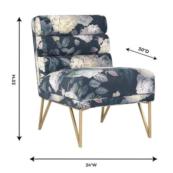 Silver Orchid Borden Floral Velvet Chair