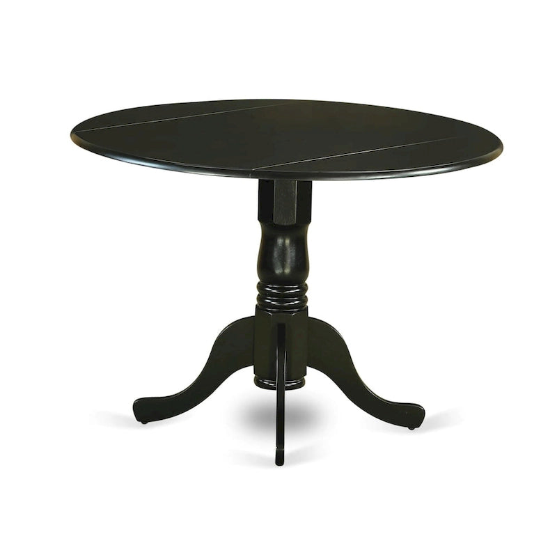 East West Furniture 5 Piece Dinette Set- a Round Dining Table with Dropleaf and 4 Dining Room Chairs, (Finish Options)