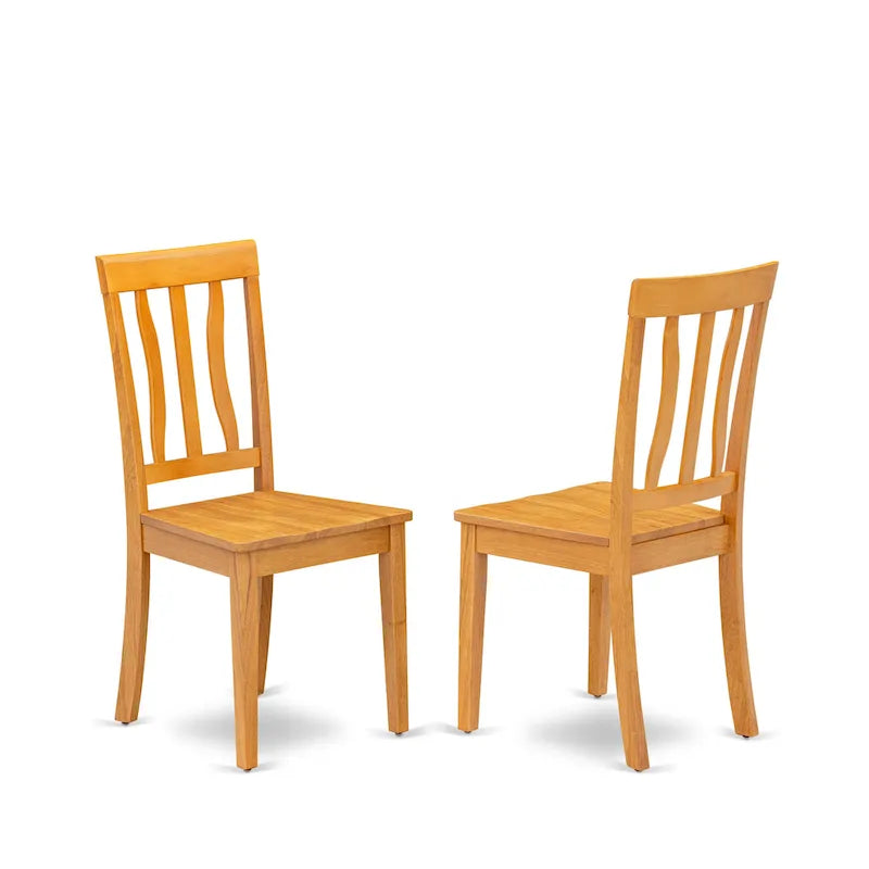 East West Furniture 3 Piece Kitchen Table Set- A Round Dining Room Table and 2 Kitchen Chairs, 36x36 Inch, Oak (Seat Options)