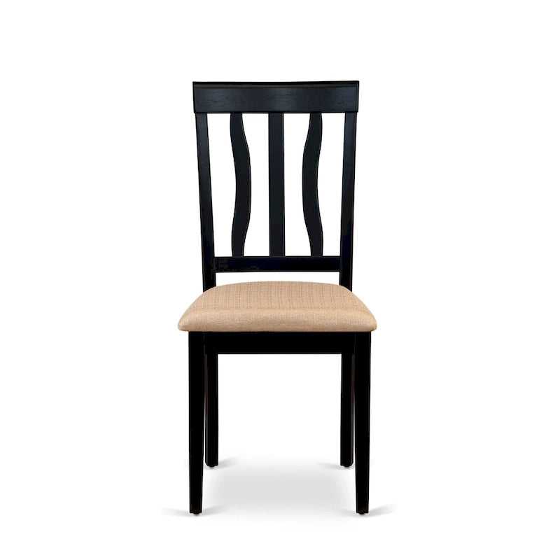 East West Furniture 9 Piece Kitchen Table Set- a Dining Table and 8 Dining Room Chairs, Black & Cherry (Seat Options)