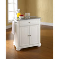 Crosley Alexandria Solid Granite Top Portable Kitchen Island in White Finish - 18 d x 31 w x 33.5 h