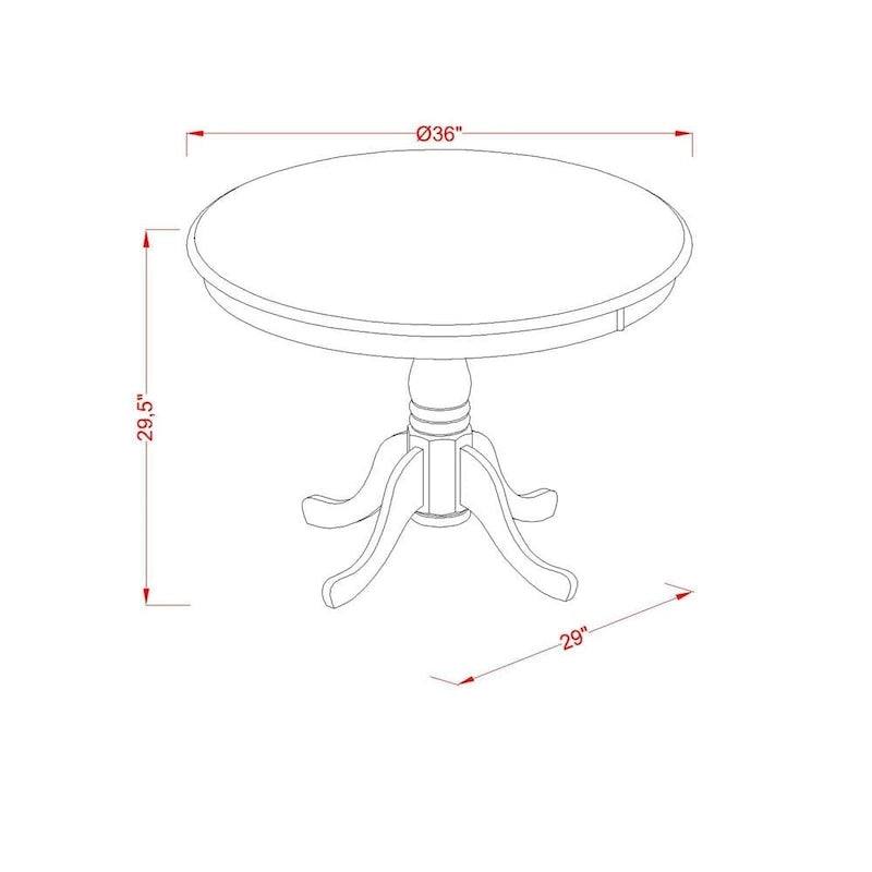 East West Furniture 5 Piece Modern Dining Table Set Includes a Round Kitchen Table and 4 Dining Chairs, Buttermilk & Cherry