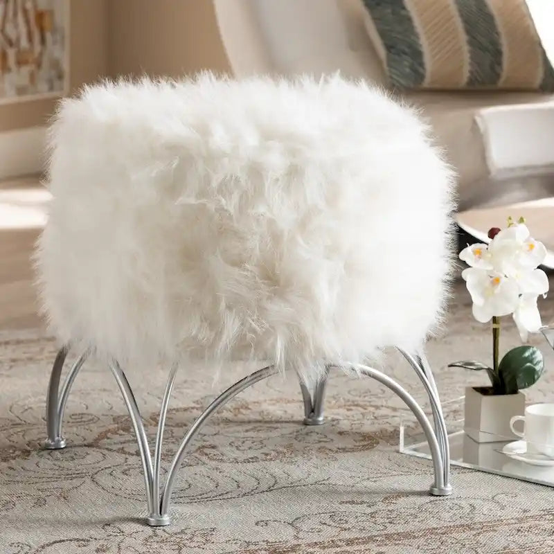 Silver Orchid Coburn Modern and Contemporary Upholstered Ottoman