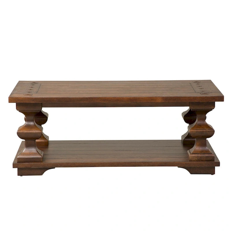 Sedona Kona Brown Cocktail Table with Heavy Oak Planked Top