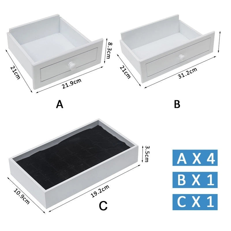 Standing Jewelry Armoire with Mirror, 5 Drawers, 8 Necklace Hooks & 2 Side Swing Doors(White)