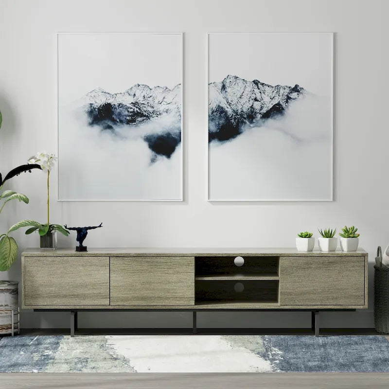 Glenwillow Home Atlas 78  x 20  Lowboy Mid-Century Modern TV Stand Console