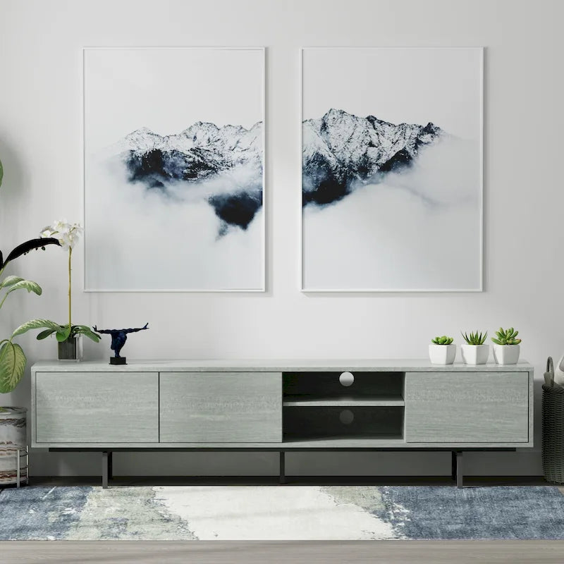 Glenwillow Home Atlas 78  x 20  Lowboy Mid-Century Modern TV Stand Console