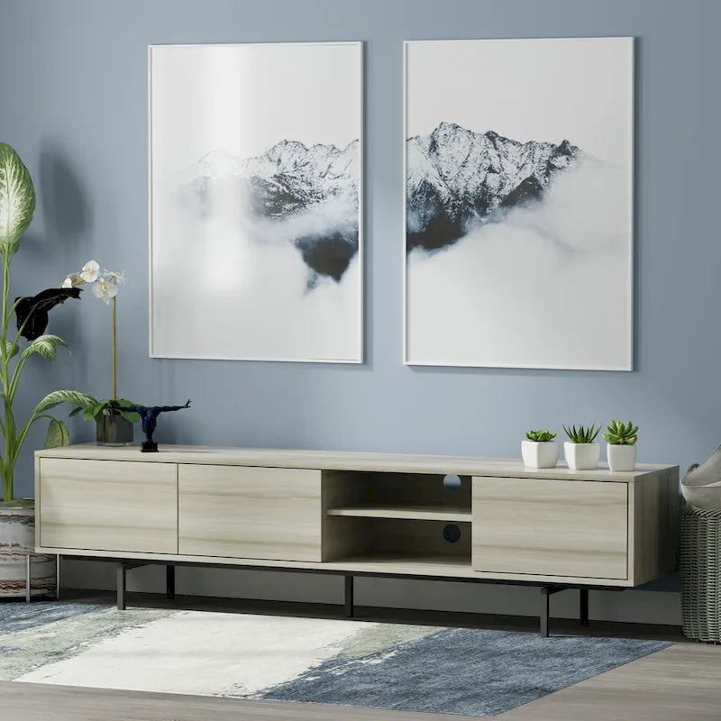 Glenwillow Home Atlas 78  x 20  Lowboy Mid-Century Modern TV Stand Console