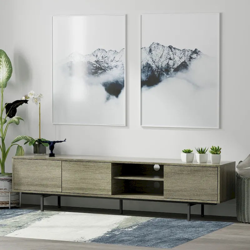 Glenwillow Home Atlas 78  x 20  Lowboy Mid-Century Modern TV Stand Console