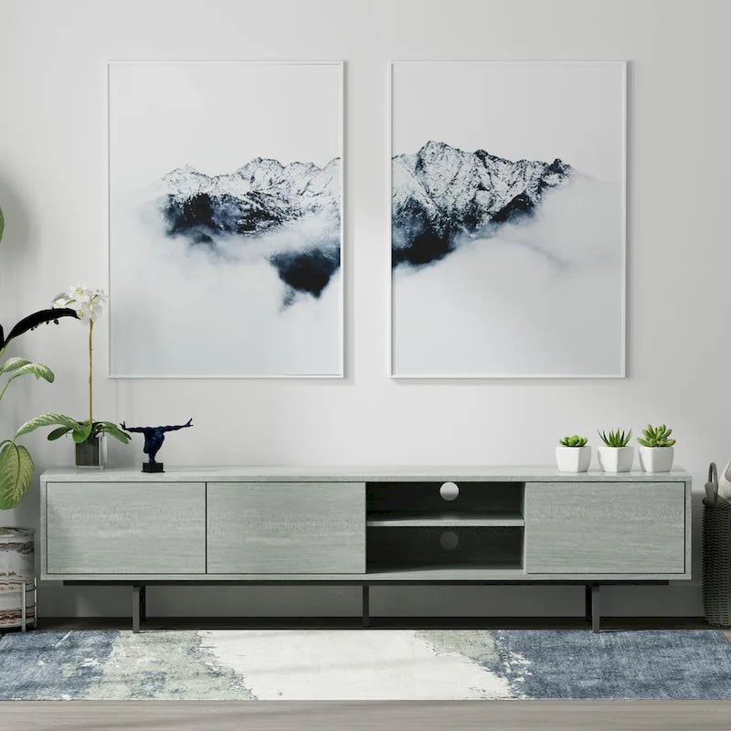 Glenwillow Home Atlas 78  x 20  Lowboy Mid-Century Modern TV Stand Console
