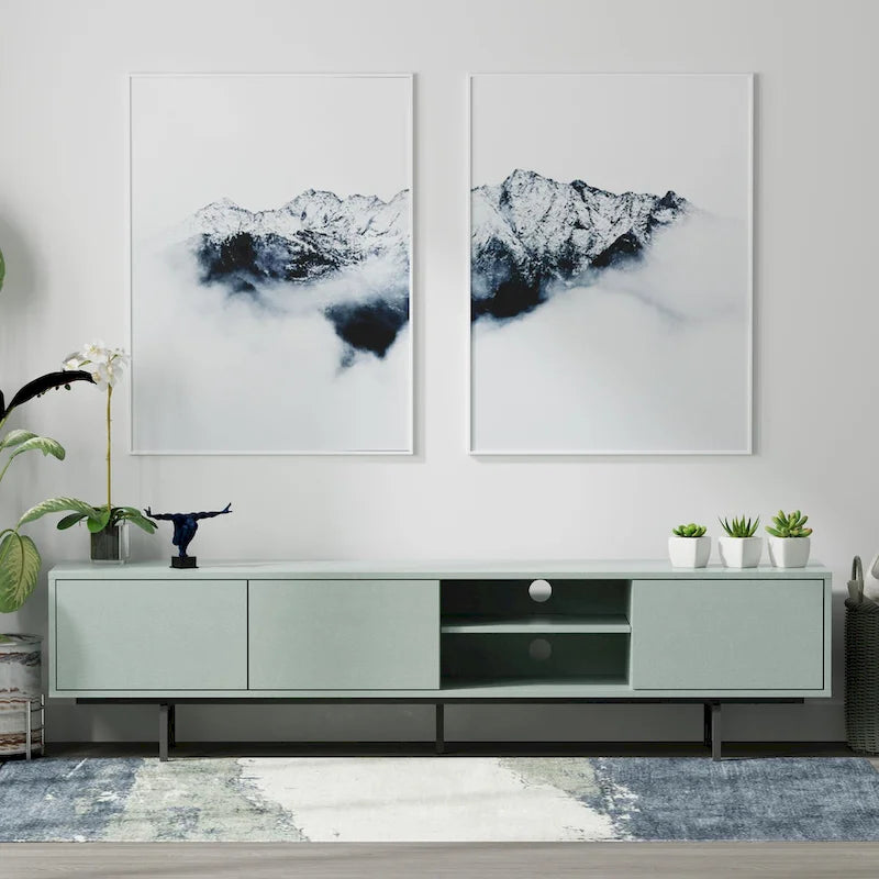 Glenwillow Home Atlas 78  x 20  Lowboy Mid-Century Modern TV Stand Console