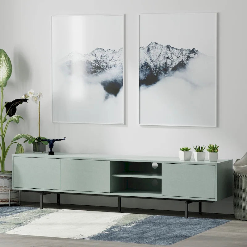 Glenwillow Home Atlas 78  x 20  Lowboy Mid-Century Modern TV Stand Console