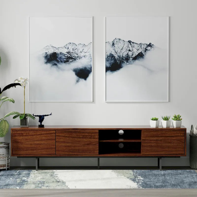 Glenwillow Home Atlas 78  x 20  Lowboy Mid-Century Modern TV Stand Console