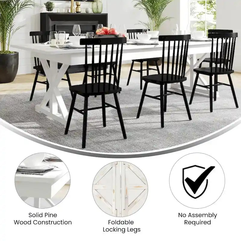 Solid Pine Farm Dining Table with X-Style Legs - 9' x 40