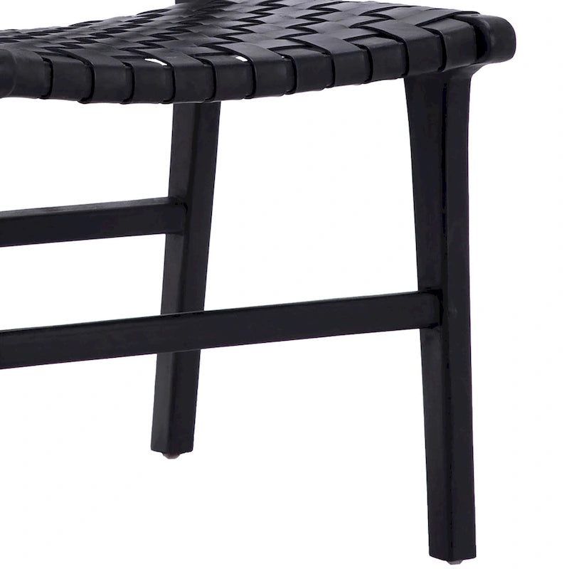 Maverick Top Grain Woven Leather with Teak Frame Dining Side Chair