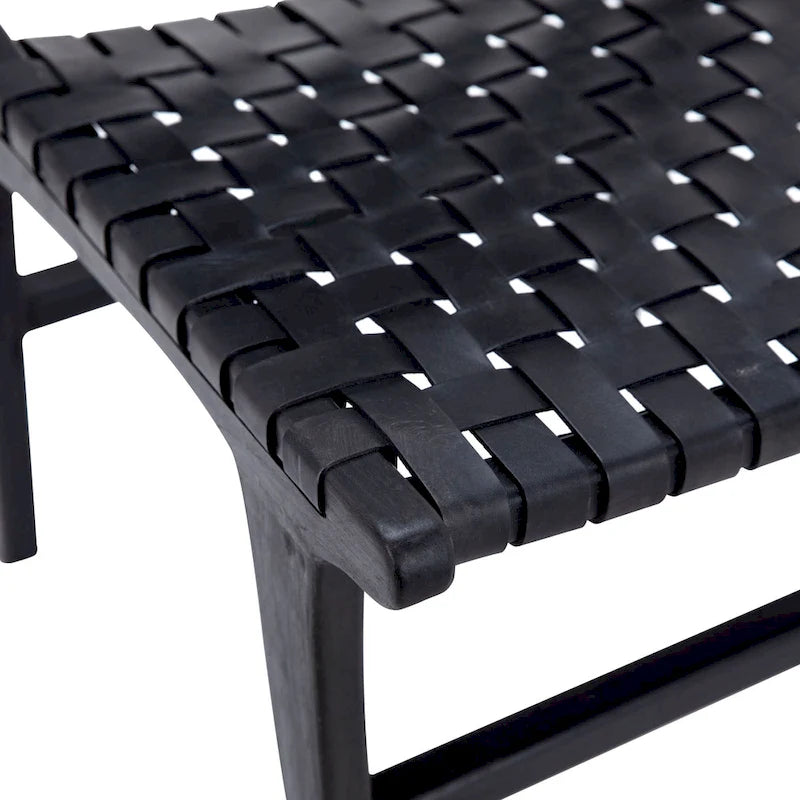 Maverick Top Grain Woven Leather with Teak Frame Dining Side Chair