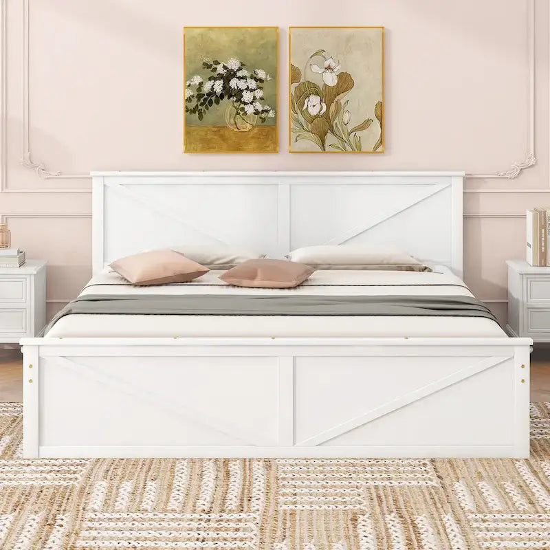Merax Wooden Platform Bed with Four Storage Drawers and Support Legs