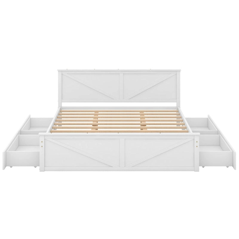 Merax Wooden Platform Bed with Four Storage Drawers and Support Legs