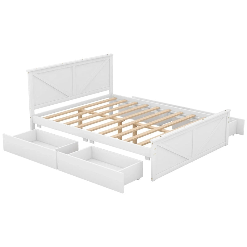Merax Wooden Platform Bed with Four Storage Drawers and Support Legs