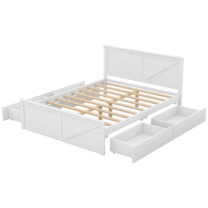 Merax Wooden Platform Bed with Four Storage Drawers and Support Legs