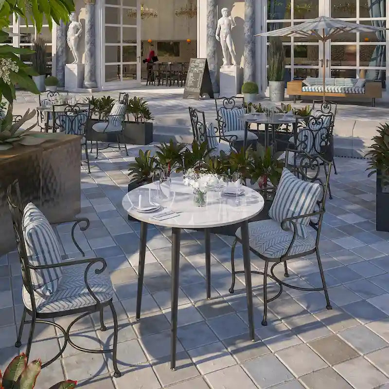 Marble Top Round Dining Table with Metal Legs for Dining Room Kitchen