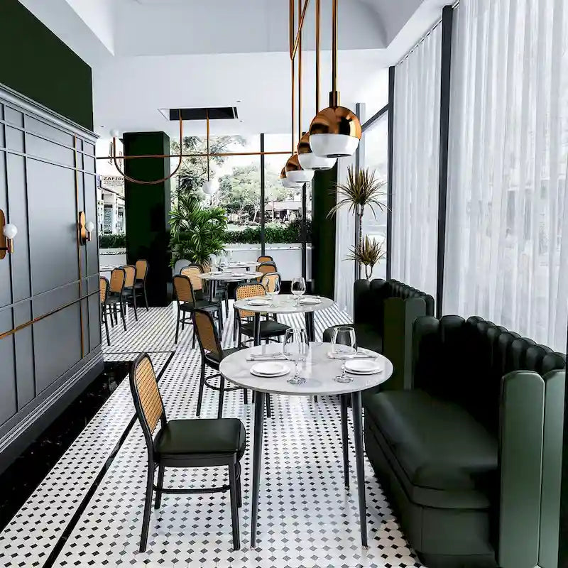 Marble Top Round Dining Table with Metal Legs for Dining Room Kitchen