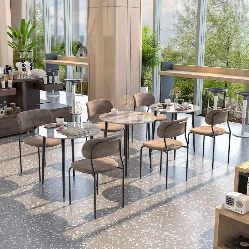 Marble Top Round Dining Table with Metal Legs for Dining Room Kitchen