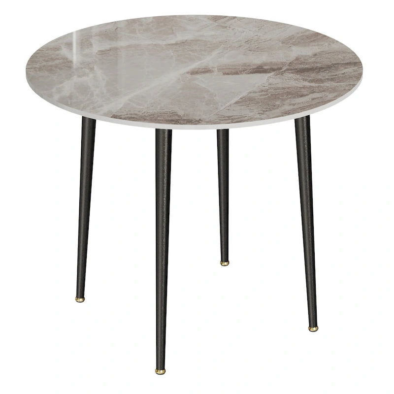 Marble Top Round Dining Table with Metal Legs for Dining Room Kitchen